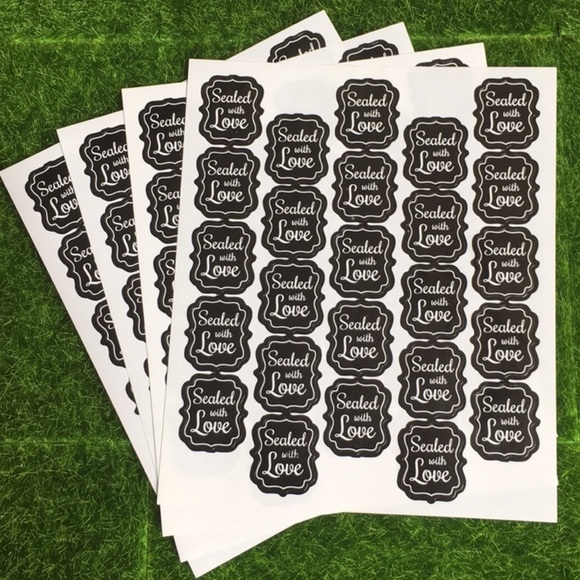 Other - 100 Black Sealed with Love Stickers